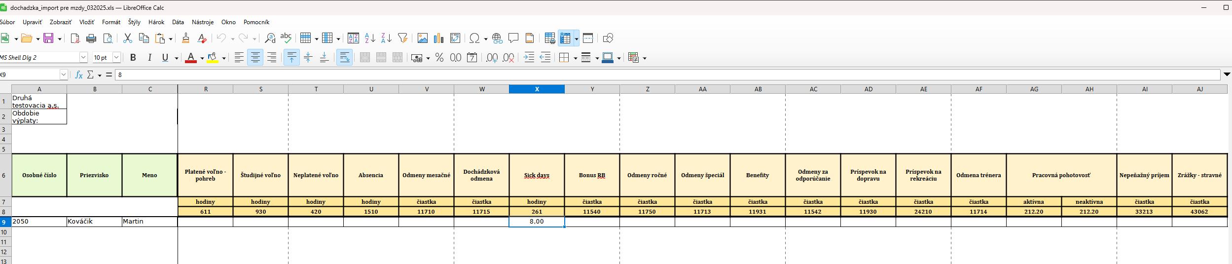 Špeciálne zostavy - Export pre mzdy - nastavenia