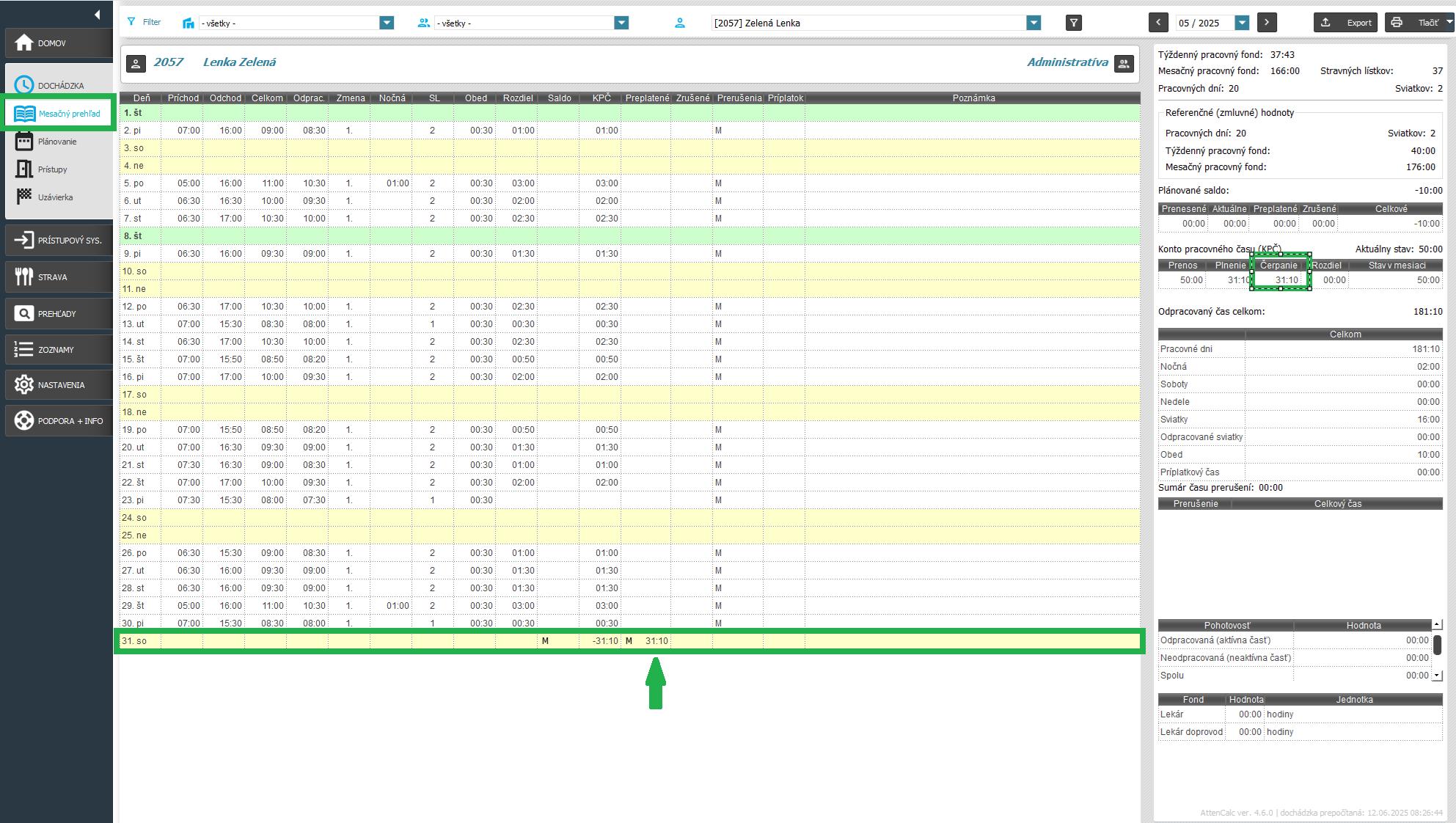 Prehľad preplateného salda v mesačnom prehľade