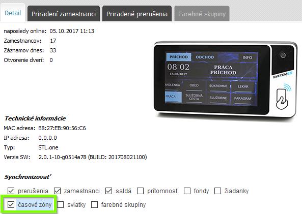 Karta zamestnanca - priradenie časovej zóny