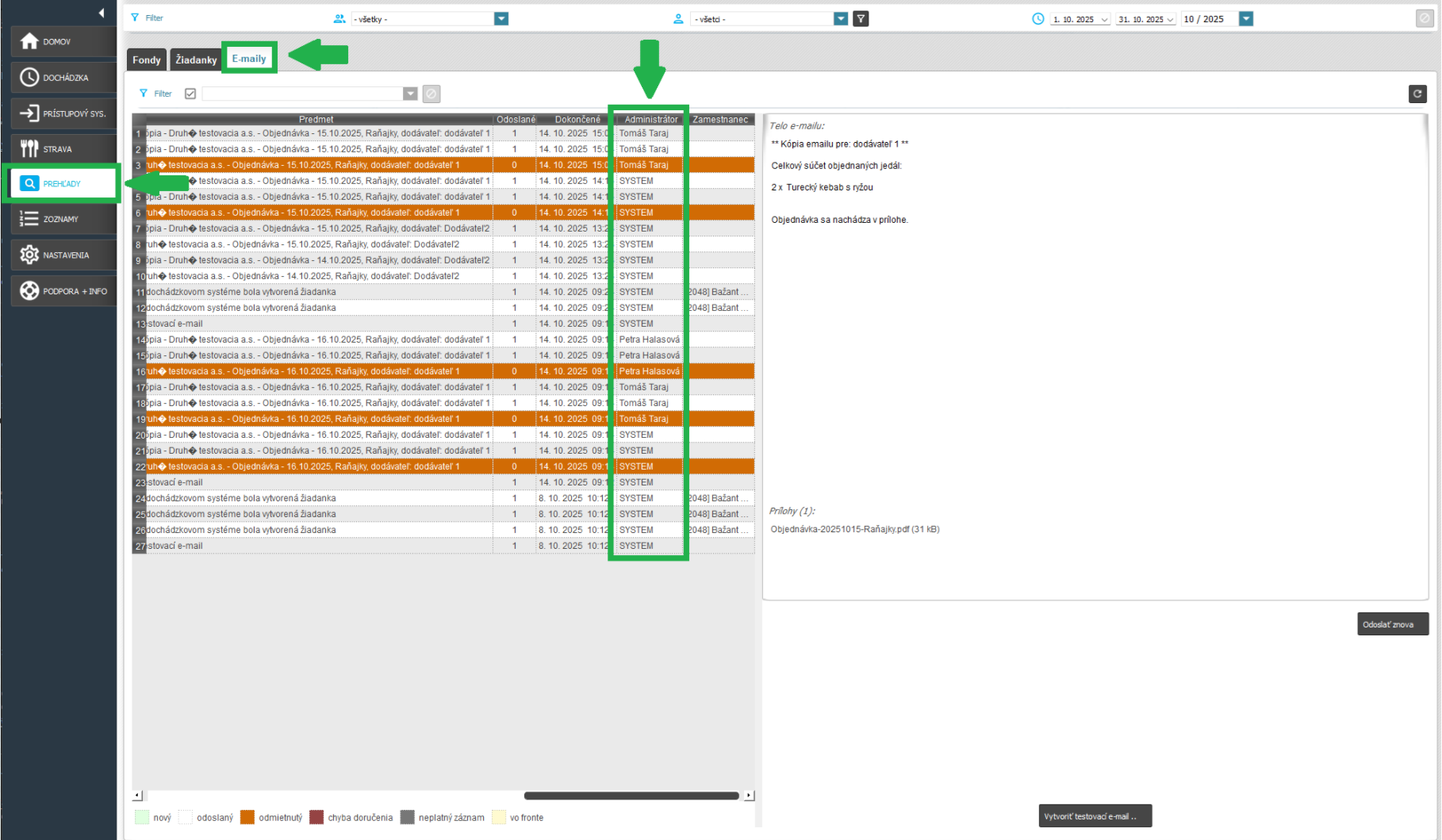 Prehľady - E-Maily zo stravy