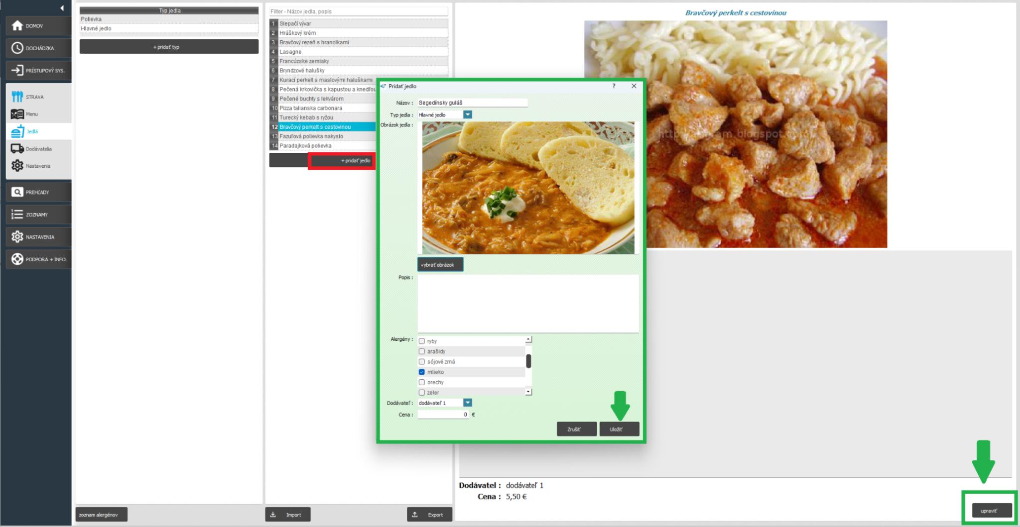 Strava - Jedlá - Druh jedla - úprava