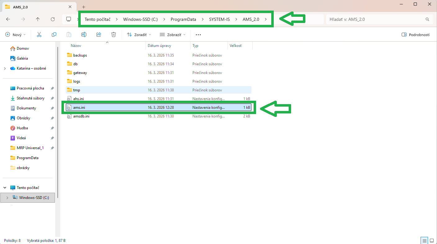 Otvorenie priečinka ProgramData