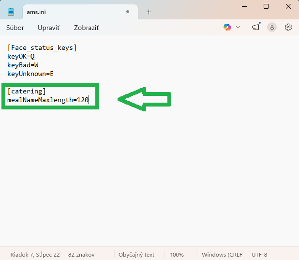 Vloženie podmienky do ams.ini