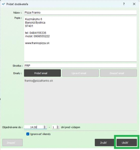 Strava - Dodávatelia