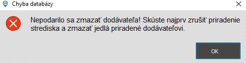 Strava - Dodávatelia - hlásenie