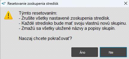 Strava - Nastavenia - zoskupenia stredísk - hlásenie