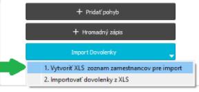 Prehľady - Fondy - Import dovolenky - vytvoriť xls zoznam zamestnancov