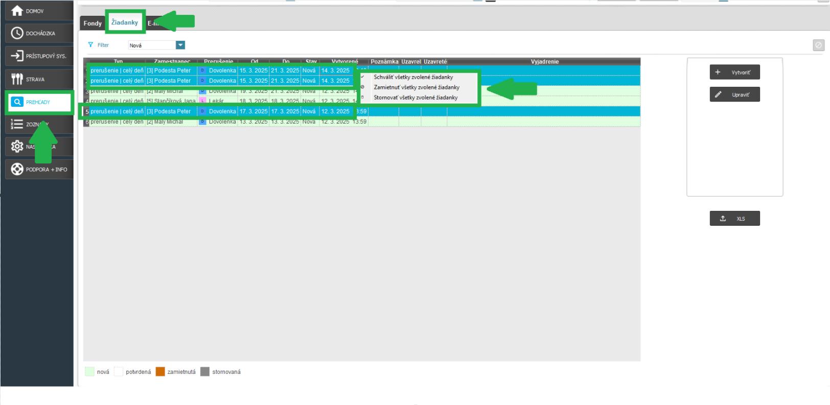 Hrmadné spracovanie žiadaniek
