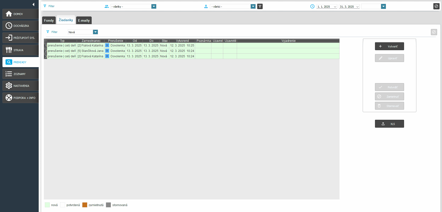 Práca so žiadankami v prehľadoch