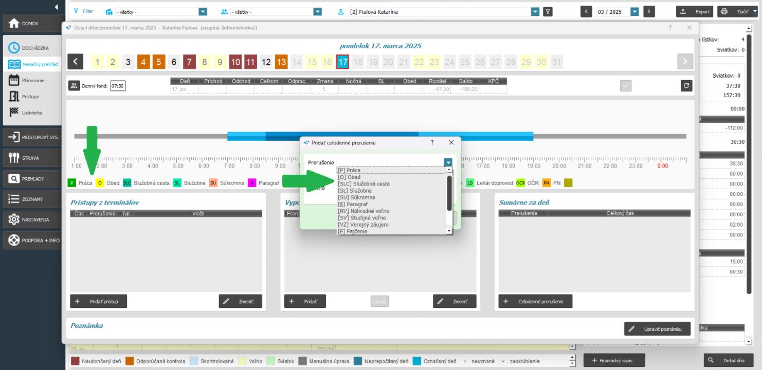 Povinné žiadanky - prerušenie sa nikde nezobrazuje na zápis