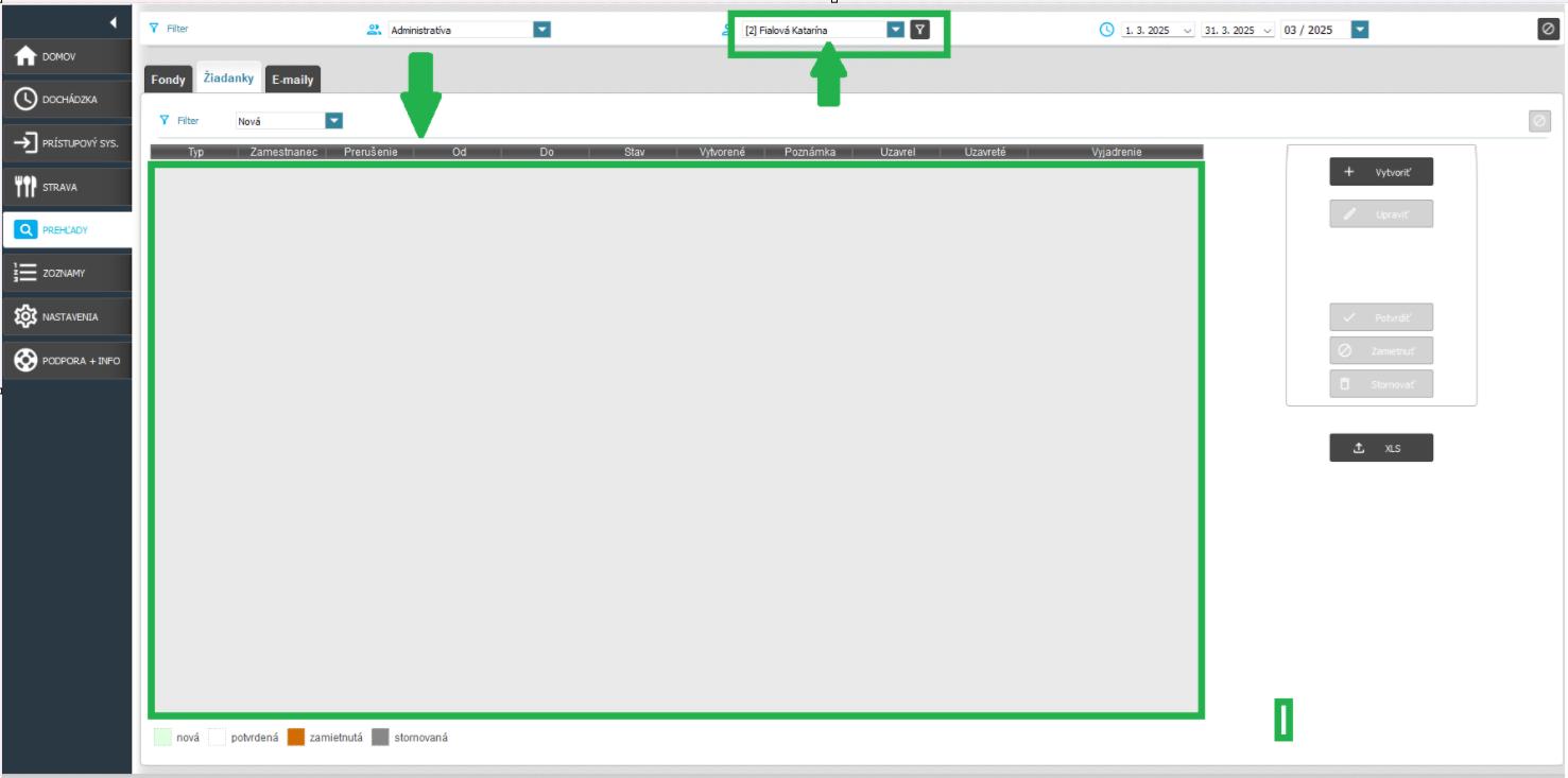 Vytvorenie žiadanky administrátorom