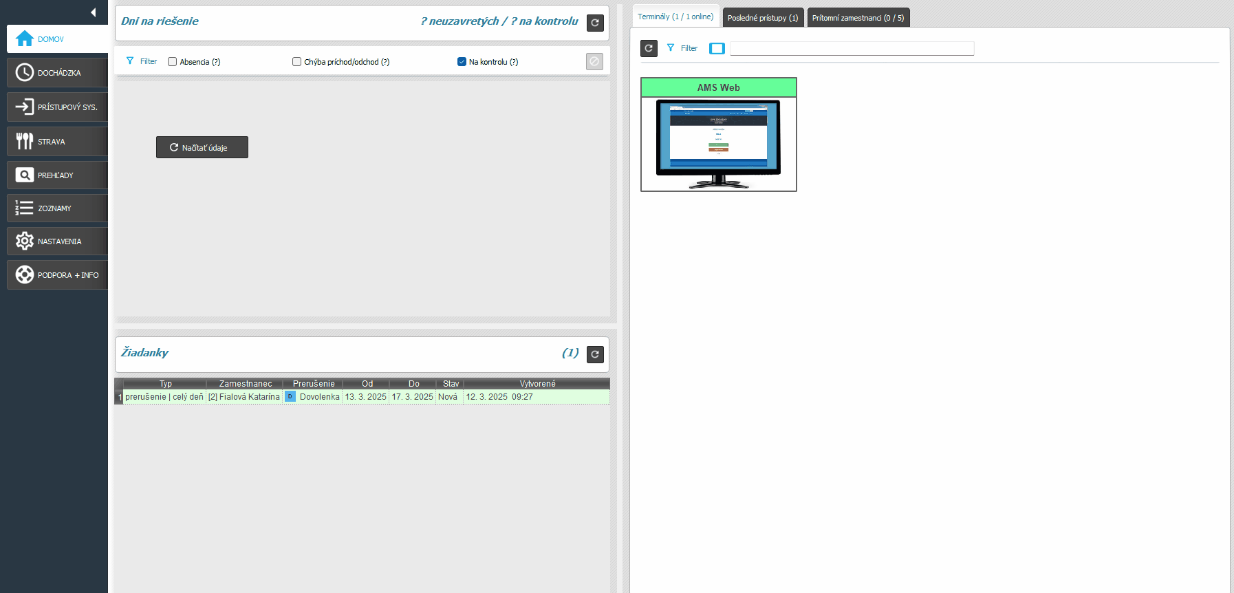 Prehľady - Žiadanky - vytvorenie