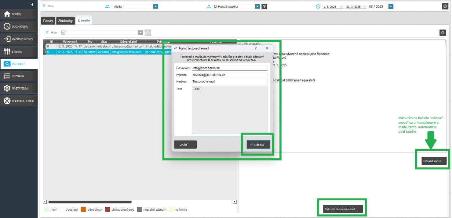 Prehľady - E-maily - testovací e-mail