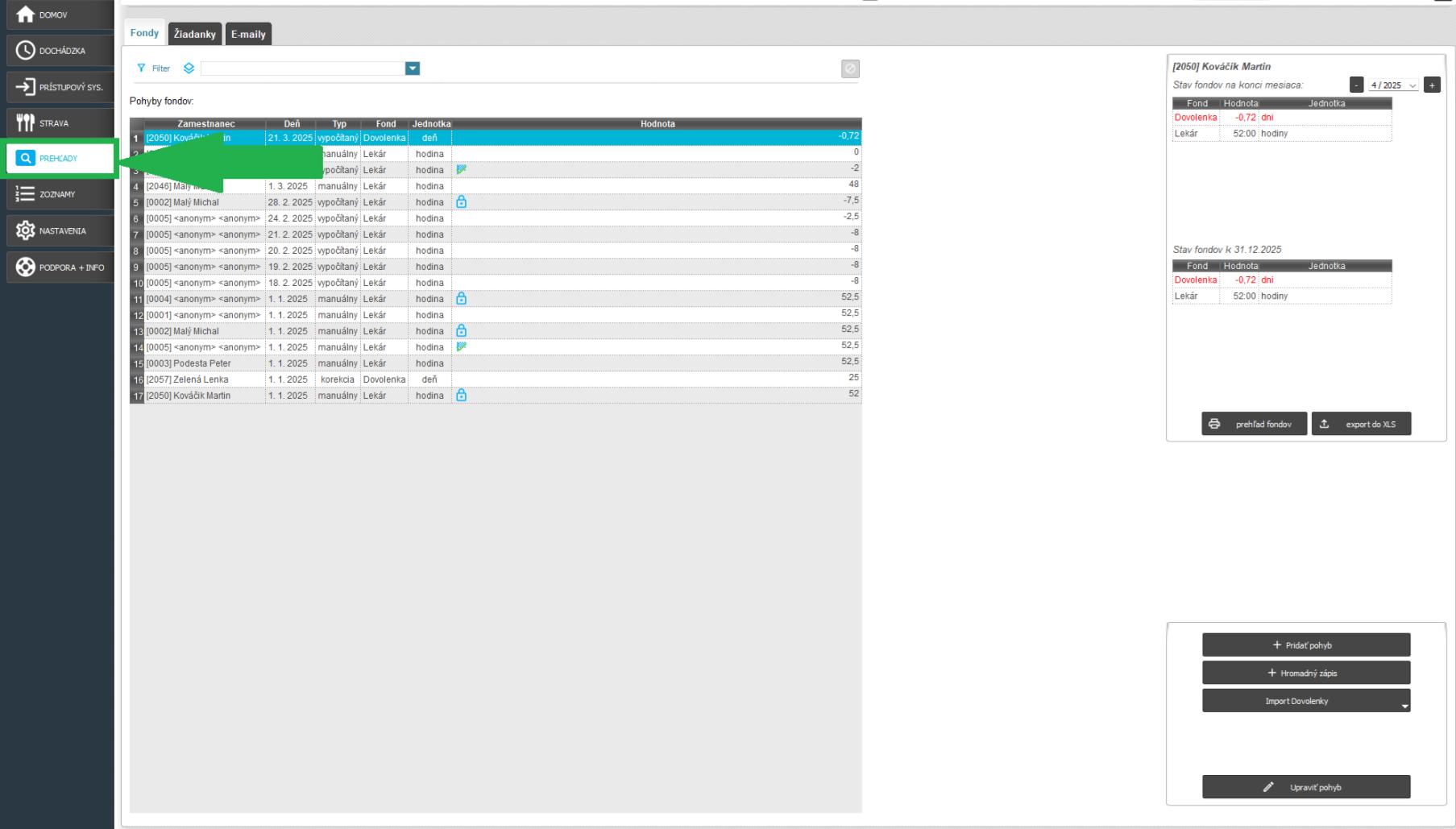 Karta Prehľady v AMS