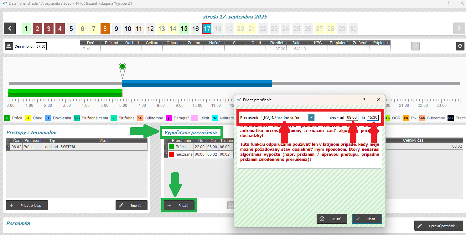 Pridať prístup do časti Vypočítané prerušenia