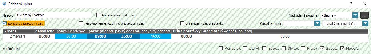 Zmena pracovného úväzku vytvorením novej skpiny