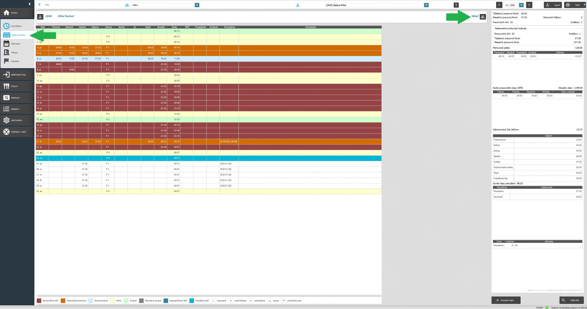 Interaktívne tlačidlo skupiny v mesačnom prehľade
