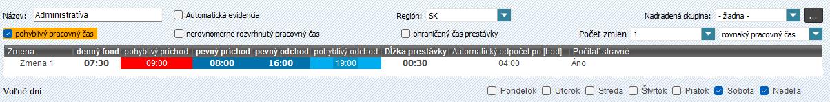 Pohyblivý pracovný čas - nesprávny zápis