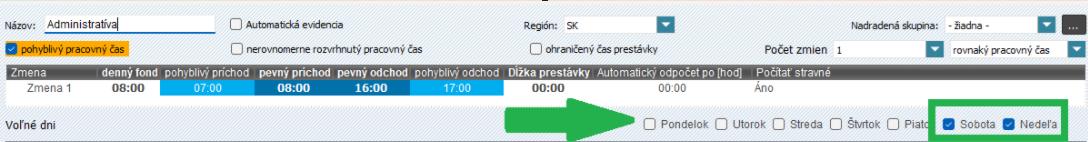 Voľné dni v nastavení skupiny