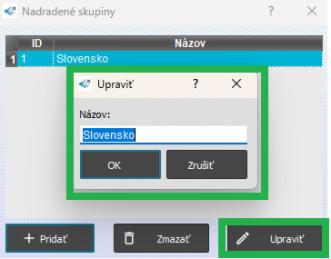 Úprava nadradenej skupiny
