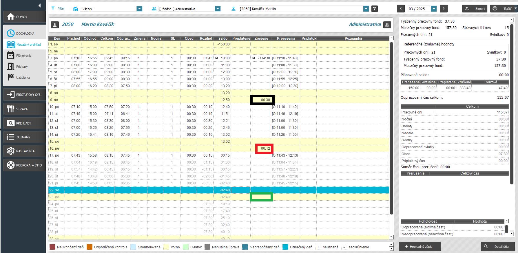 Neuznať pvých..v týždni - zobrazenie v mesačnom prehľade