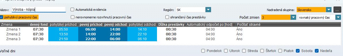 Nastavenie trojzmennej prevádzky