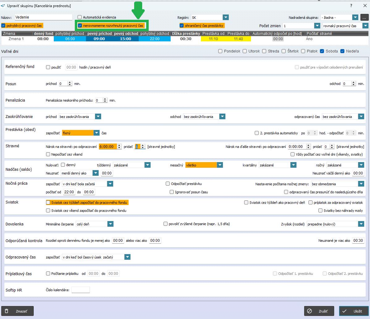 Nastavenie nerovnomerne rozvrhnutého pracovného času
