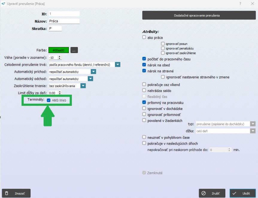 Nastavenie - Prerušenie - priradenie k terminálu