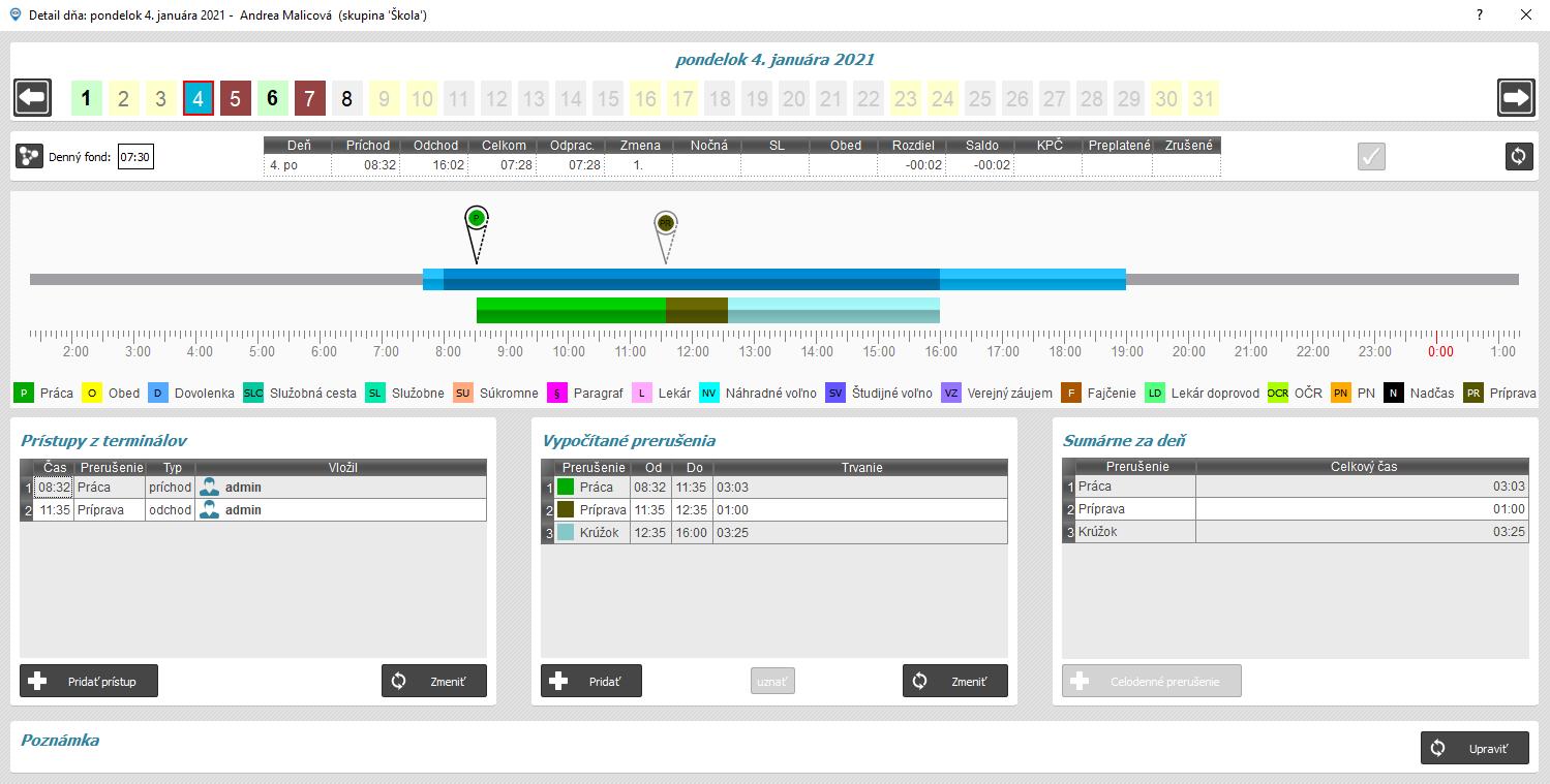 Príprava krúžok- čas prístupu + uznať pevnú dĺžku - v detaile dňa