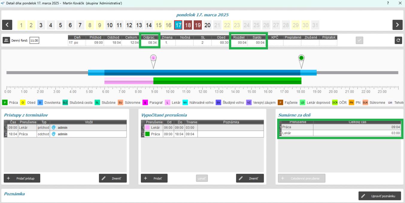 Atuomatický príchod v detaile dňa