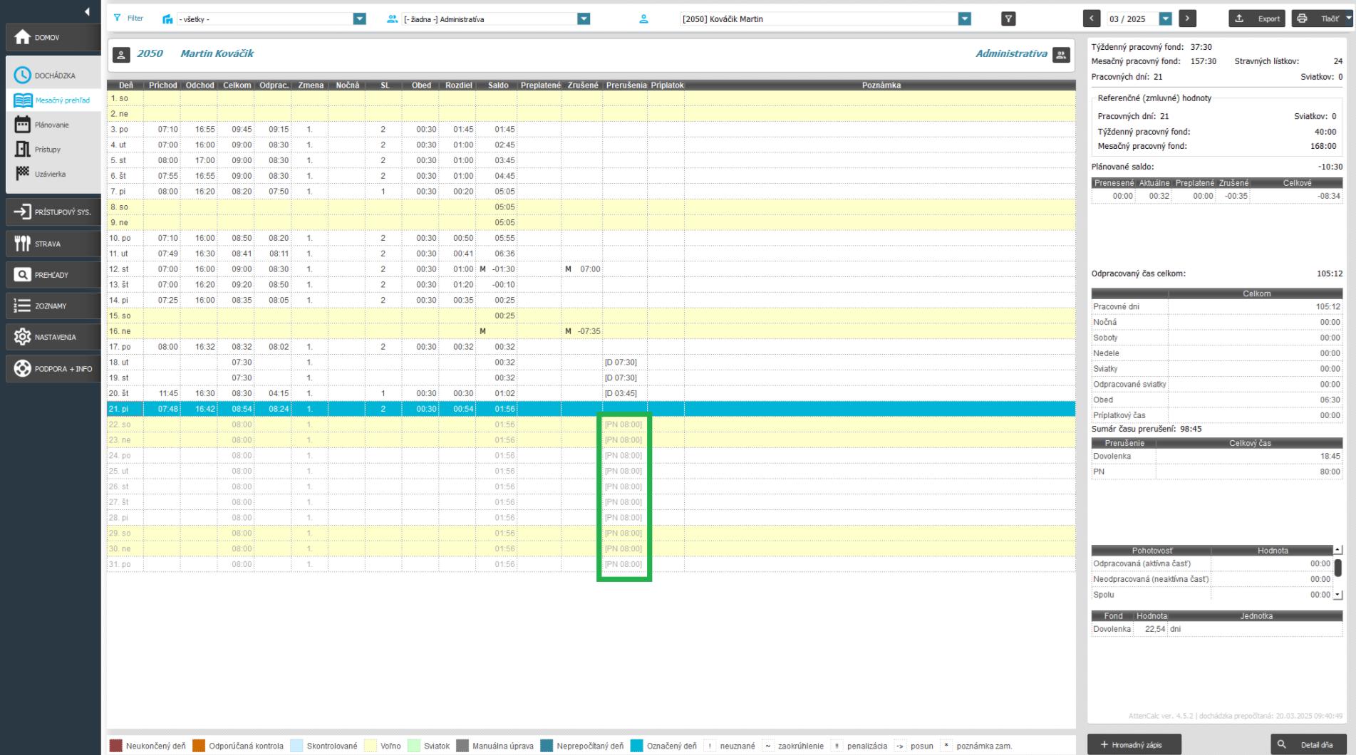 Pokračovať cez víkend- zobrazenie v mesačnom prehľade