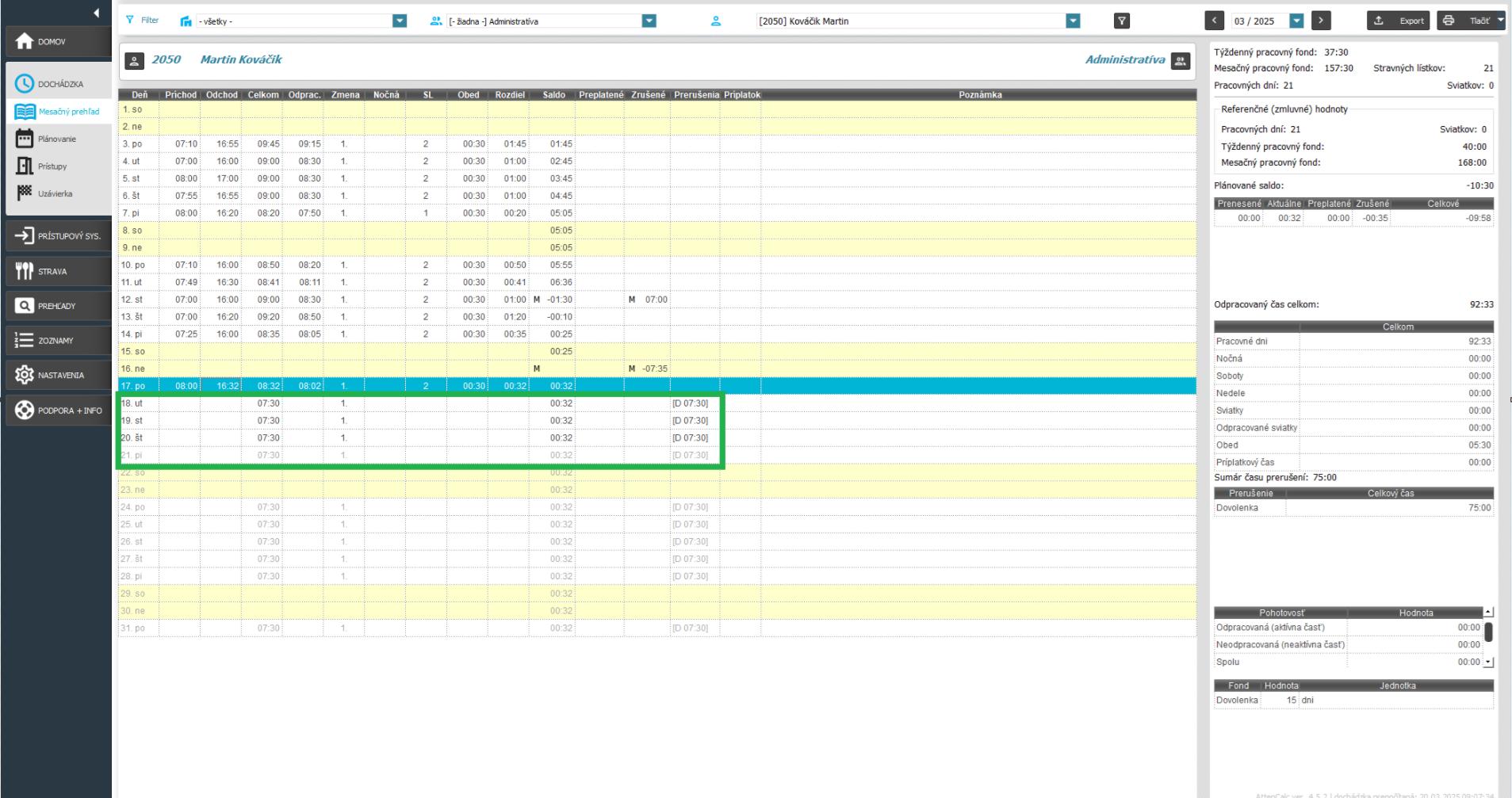 Pokračuje v nasledujúcich dňoch - zobrazenie v mesačnom prehľade
