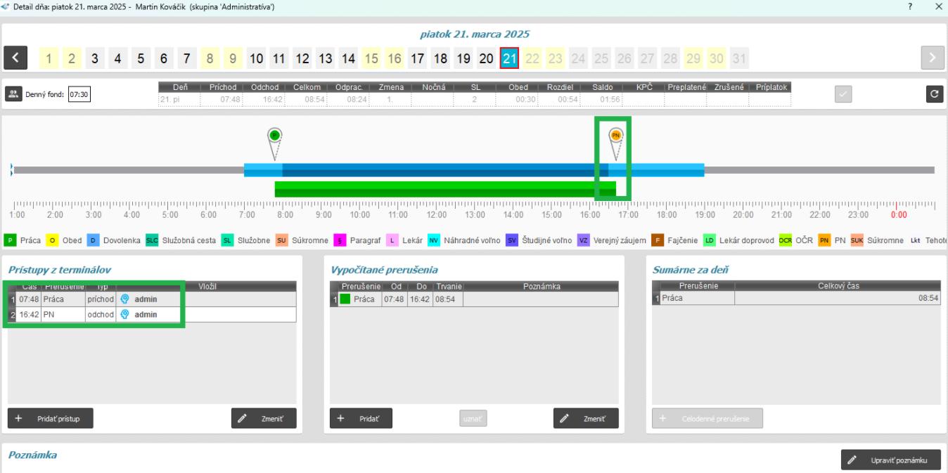 Pokračovať cez víkend- zobrazenie v detaile dňa