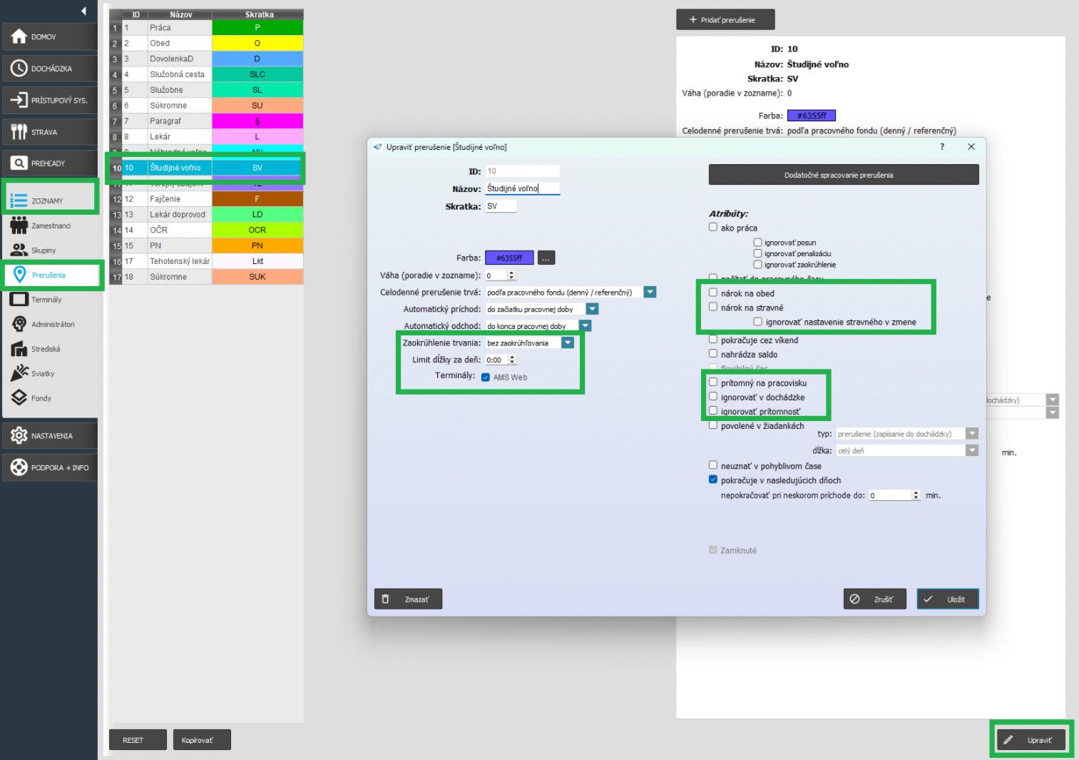 Ďalšie nastavenia prerušení