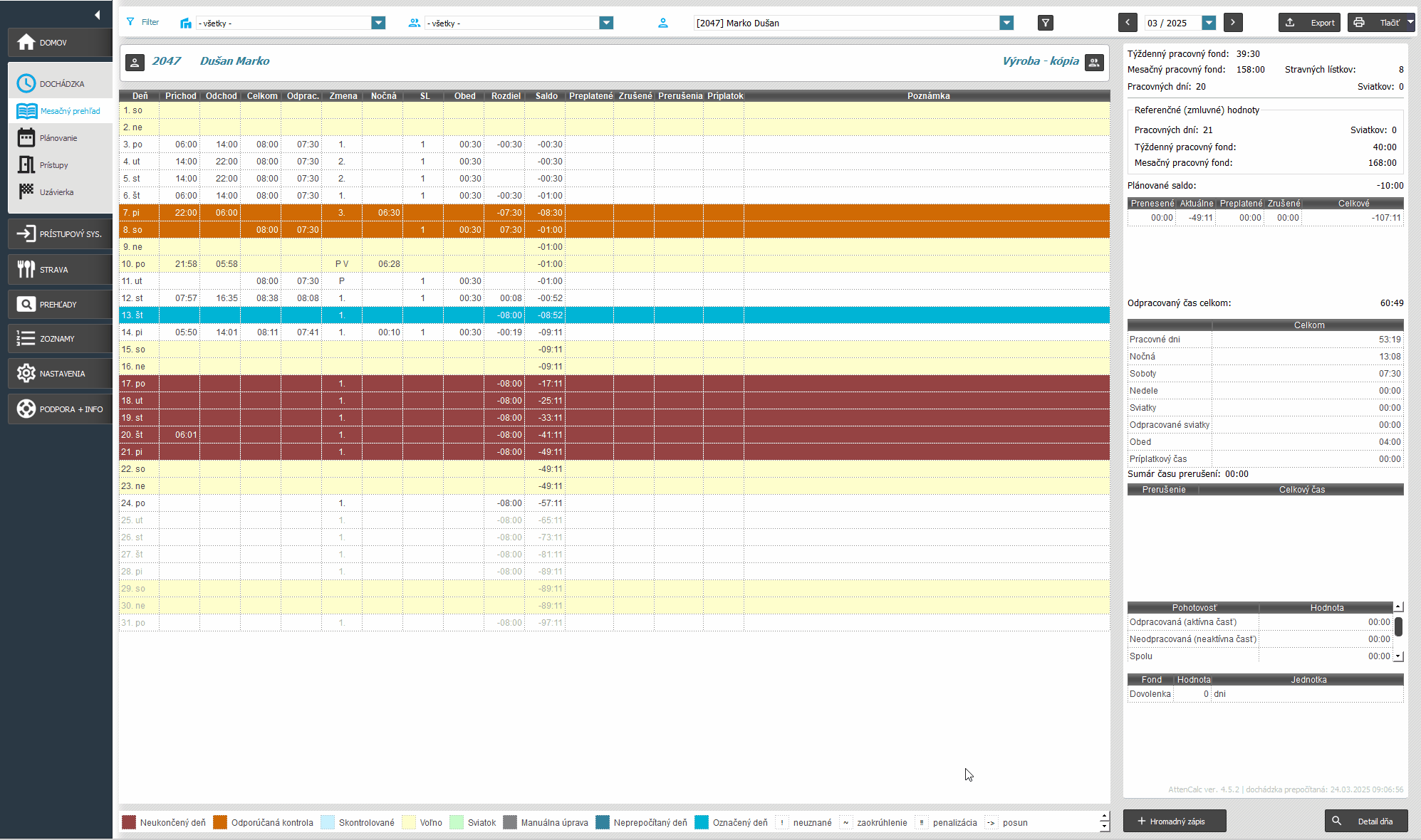 Iba kladné stavy - pri plánovaní prerušenia