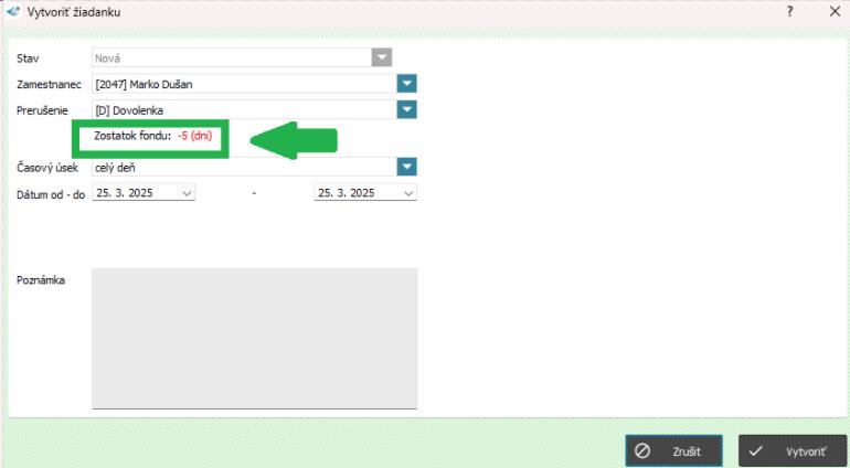 Iba kladné stavy - prekročený fond - zobrazenie v informácií o zostatku