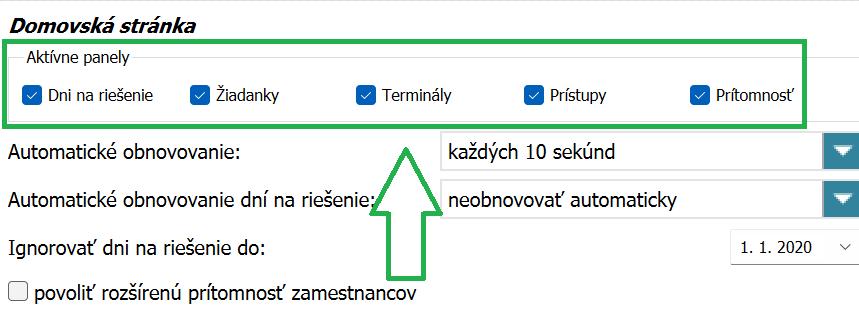 AMS karta Nastavenia - Domovská stránka