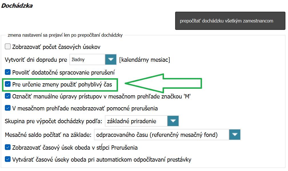 Pre určenie zmeny použíť pohyblivý pracovný čas