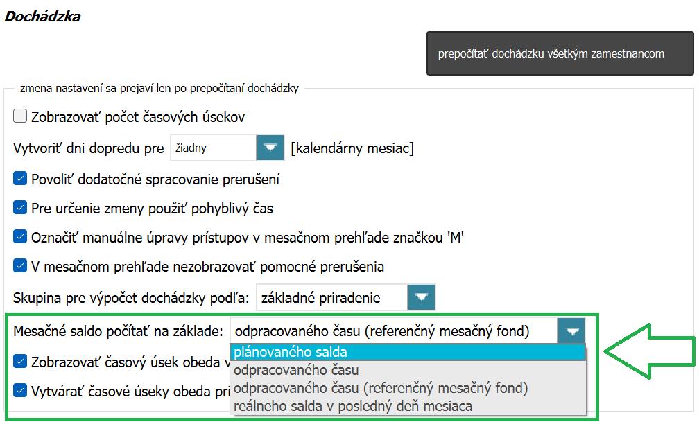 Mesačné saldo počítať na základe