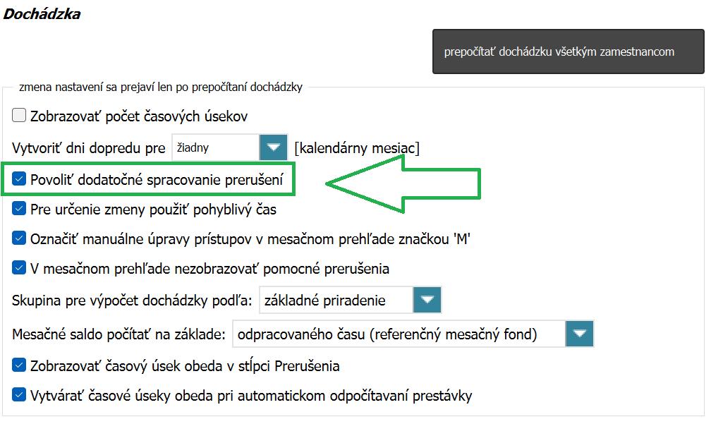 Povoliť dodatočné spracovanie prerušení v nastaveniach