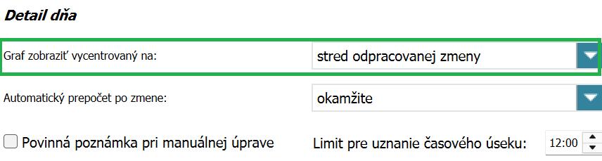 Nastavenie centrovania grafu