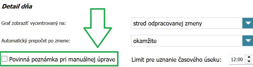 Nastavenie časového úseku pre automatický prepočet po zmene v dochádzke