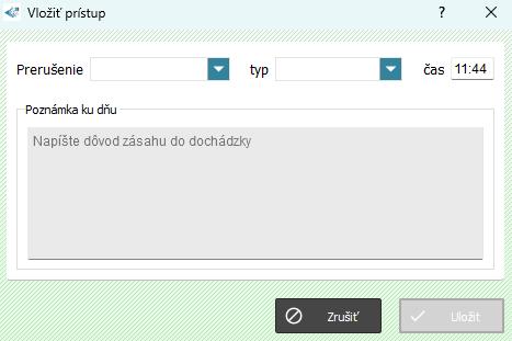 Vložiť prístup - zobrazenie povinnej poznámky