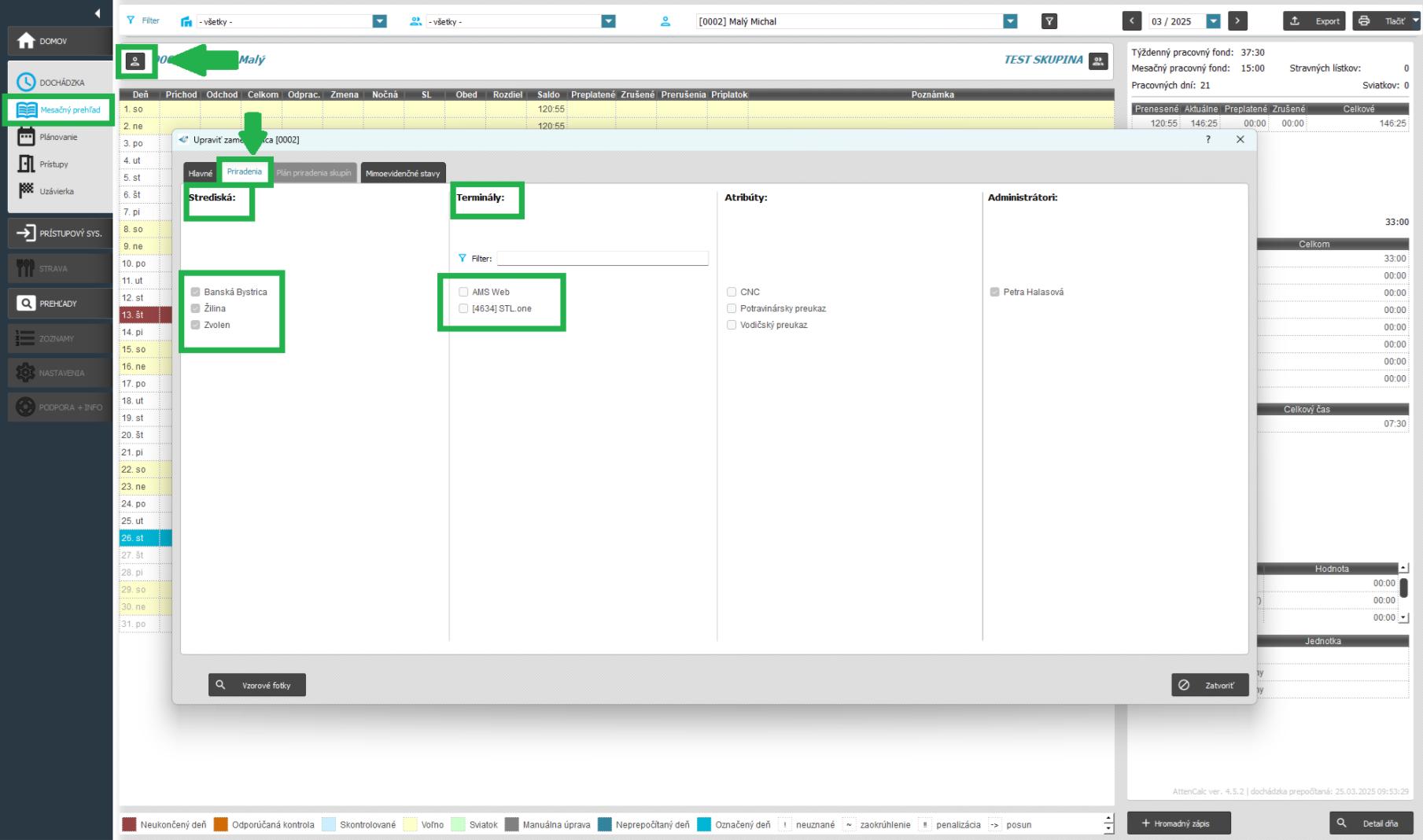Povoliť všetkým adminom priraďovať k terminálom/strediskám