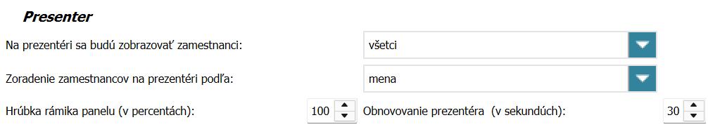 Presentér - nastavenia - Program