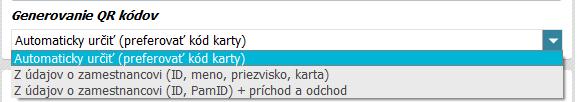 Nastavenia - Program - Ďalšie nastavenia - Generovanie QR kódov