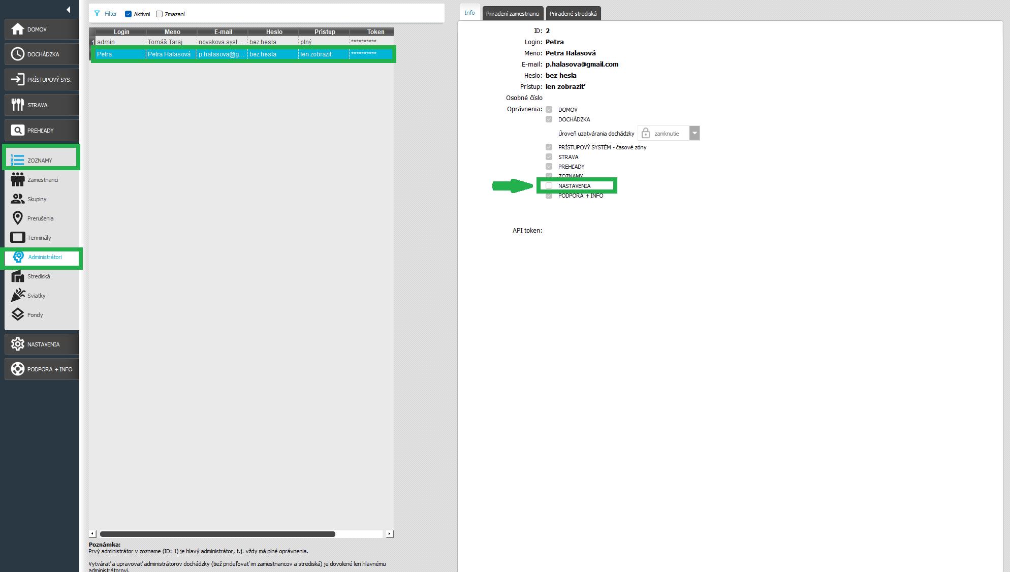 Obmedzenie prístupu pre administrátora