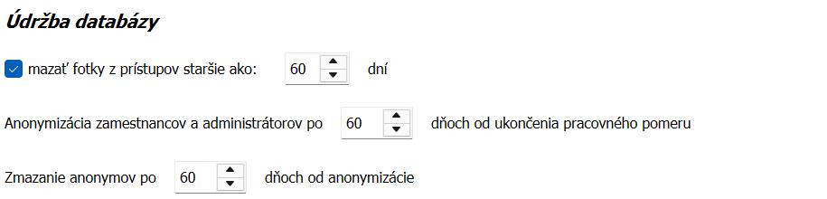 Nastavenia - Dochádzkový server - Automatické zálohovanie