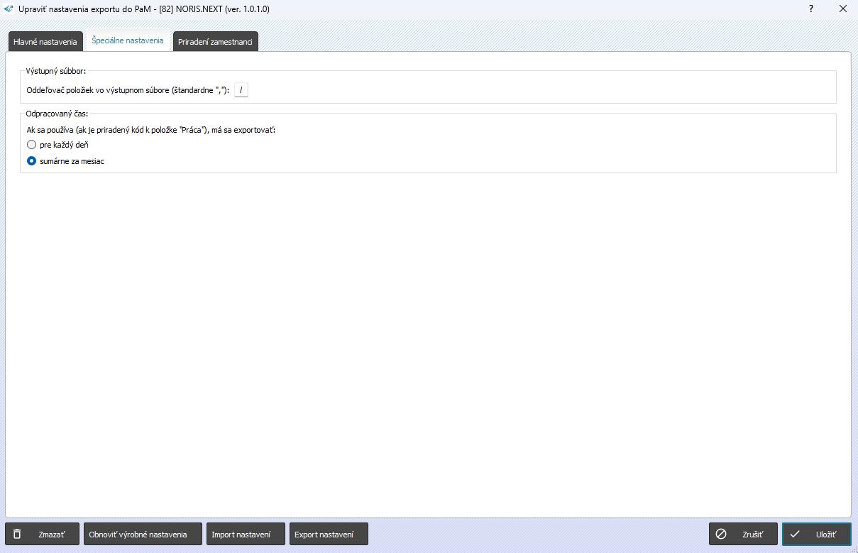 Noris - výstupný súbor