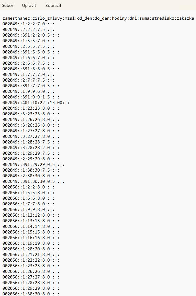NorisNext - výstupný súbor - každý deň zvlášť